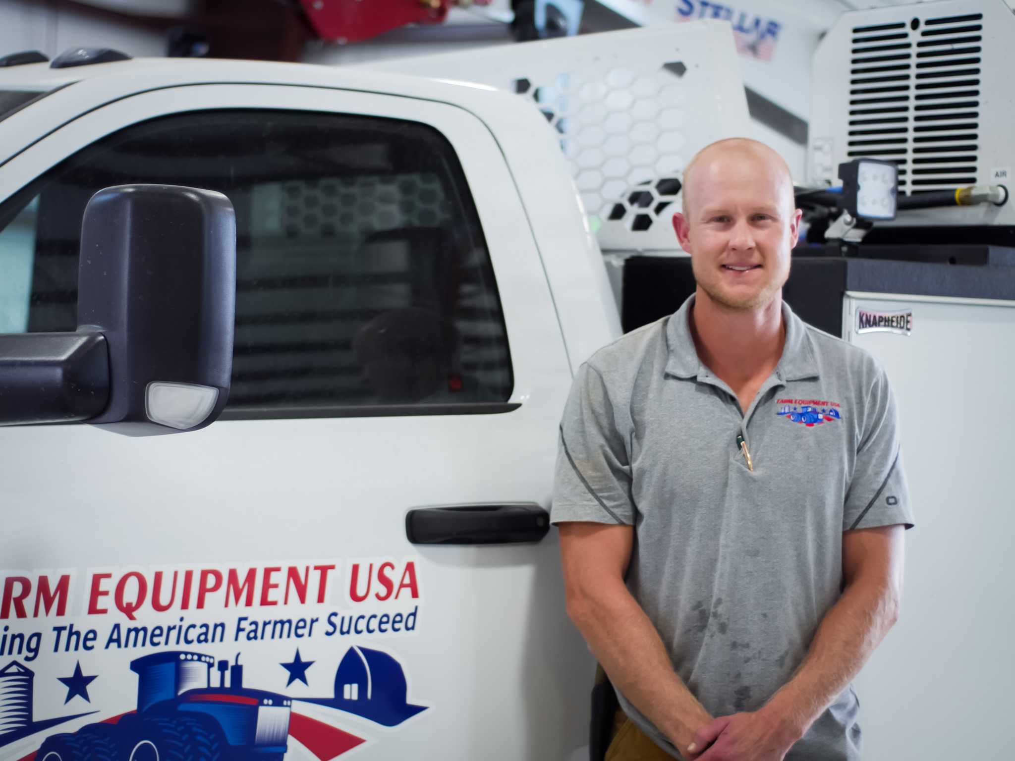 A Farm Equipment USA service mechanic